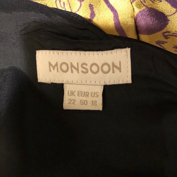 Monsoon Size 22 Silk Gold Floral A-Line Dress - Picture 5 of 5